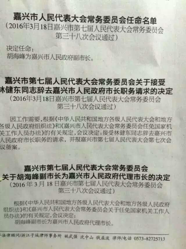 嘉兴市胡海锋的最新动态更新或消息摘要