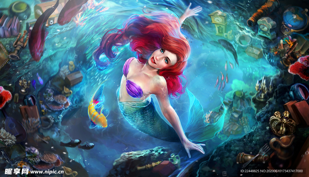 动漫人物美人鱼,从幻想海洋到艺术世界的奇幻之旅